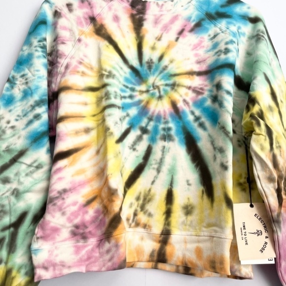 new Electric & Rose Rainbow Tie Dye Love Rays Ronan Raglan Sweatshirt US M - Picture 6 of 9